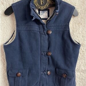 Old Navy Navy Blue with Large Buttons and zippered Lined Vest 🧵